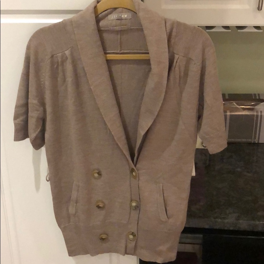 Jigsaw light brown/tan double breasted sweater